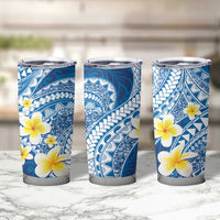 Plumeria Polynesian Blue Glitter Pattern Tumbler Cup LT01 - Polynesian Pride