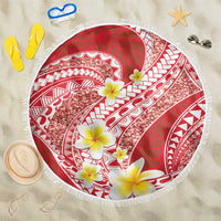 Plumeria Polynesian Coral Glitter Pattern Beach Blanket