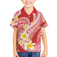 Plumeria Polynesian Coral Glitter Pattern Family Matching Off Shoulder Short Dress and Hawaiian Shirt LT01 Son's Shirt Coral - Polynesian Pride