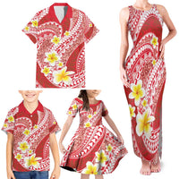 Plumeria Polynesian Coral Glitter Pattern Family Matching Tank Maxi Dress and Hawaiian Shirt LT01 - Polynesian Pride