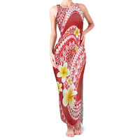 Plumeria Polynesian Coral Glitter Pattern Family Matching Tank Maxi Dress and Hawaiian Shirt LT01 Mom's Dress Coral - Polynesian Pride