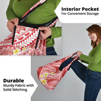 Plumeria Polynesian Coral Glitter Pattern Grocery Bag