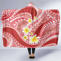 Plumeria Polynesian Coral Glitter Pattern Hooded Blanket