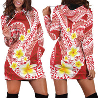 Plumeria Polynesian Coral Glitter Pattern Hoodie Dress