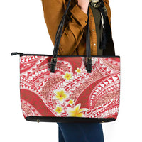 Plumeria Polynesian Coral Glitter Pattern Leather Tote Bag LT01 - Polynesian Pride