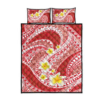 Plumeria Polynesian Coral Glitter Pattern Quilt Bed Set