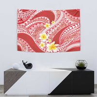 Plumeria Polynesian Coral Glitter Pattern Tapestry
