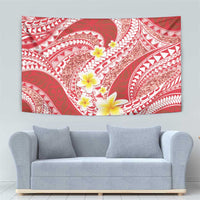 Plumeria Polynesian Coral Glitter Pattern Tapestry