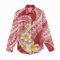 Plumeria Polynesian Coral Glitter Pattern Women Casual Shirt LT01 - Polynesian Pride