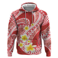 Plumeria Polynesian Coral Glitter Pattern Zip Hoodie