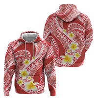 Plumeria Polynesian Coral Glitter Pattern Zip Hoodie