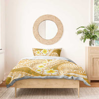 Plumeria Polynesian Gold Glitter Pattern Bedding Set