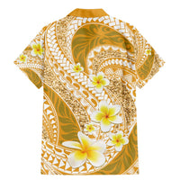 Plumeria Polynesian Gold Glitter Pattern Family Matching Mermaid Dress and Hawaiian Shirt LT01 - Polynesian Pride