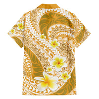 Plumeria Polynesian Gold Glitter Pattern Family Matching Short Sleeve Bodycon Dress and Hawaiian Shirt LT01 - Polynesian Pride