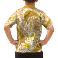 Plumeria Polynesian Gold Glitter Pattern Kid Hawaiian Shirt LT01 - Polynesian Pride