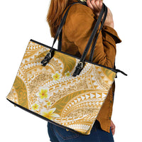 Plumeria Polynesian Gold Glitter Pattern Leather Tote Bag LT01 - Polynesian Pride