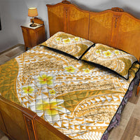Plumeria Polynesian Gold Glitter Pattern Quilt Bed Set