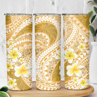 Plumeria Polynesian Gold Glitter Pattern Skinny Tumbler LT01 - Polynesian Pride