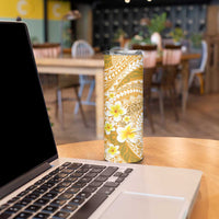 Plumeria Polynesian Gold Glitter Pattern Skinny Tumbler LT01 - Polynesian Pride