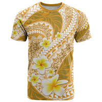Plumeria Polynesian Gold Glitter Pattern T Shirt LT01 Gold - Polynesian Pride