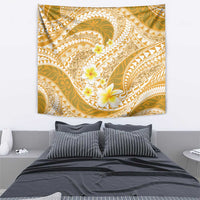 Plumeria Polynesian Gold Glitter Pattern Tapestry