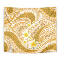 Plumeria Polynesian Gold Glitter Pattern Tapestry