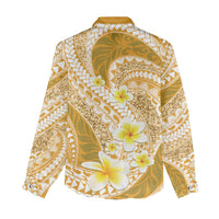 Plumeria Polynesian Gold Glitter Pattern Women Casual Shirt LT01 - Polynesian Pride