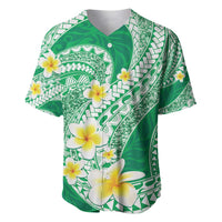 Plumeria Polynesian Green Glitter Pattern Baseball Jersey LT01 Green - Polynesian Pride