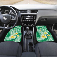 Plumeria Polynesian Green Glitter Pattern Car Mats LT01 Set 2pcs - Front Green - Polynesian Pride