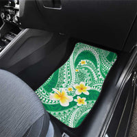 Plumeria Polynesian Green Glitter Pattern Car Mats LT01 - Polynesian Pride