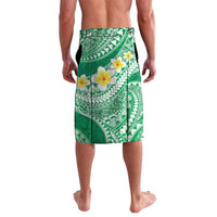 Plumeria Polynesian Green Glitter Pattern Lavalava