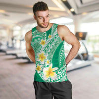 Plumeria Polynesian Green Glitter Pattern Men Tank Top