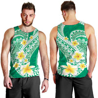 Plumeria Polynesian Green Glitter Pattern Men Tank Top