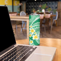 Plumeria Polynesian Green Glitter Pattern Skinny Tumbler LT01 - Polynesian Pride