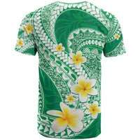 Plumeria Polynesian Green Glitter Pattern T Shirt LT01 - Polynesian Pride
