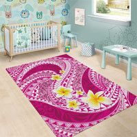 Plumeria Polynesian Pink Glitter Pattern Area Rug