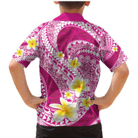 Plumeria Polynesian Pink Glitter Pattern Family Matching Mermaid Dress and Hawaiian Shirt LT01 - Polynesian Pride