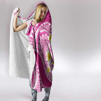Plumeria Polynesian Pink Glitter Pattern Hooded Blanket