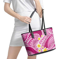 Plumeria Polynesian Pink Glitter Pattern Leather Tote Bag LT01 - Polynesian Pride