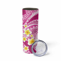 Plumeria Polynesian Pink Glitter Pattern Skinny Tumbler LT01 - Polynesian Pride