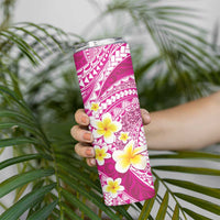 Plumeria Polynesian Pink Glitter Pattern Skinny Tumbler LT01 - Polynesian Pride