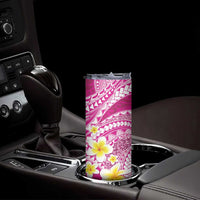 Plumeria Polynesian Pink Glitter Pattern Skinny Tumbler LT01 - Polynesian Pride