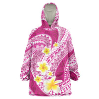 Plumeria Polynesian Pink Glitter Pattern Wearable Blanket Hoodie