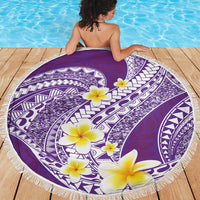 Plumeria Polynesian Purple Glitter Pattern Beach Blanket