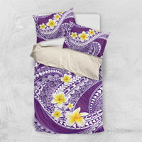 Plumeria Polynesian Purple Glitter Pattern Bedding Set