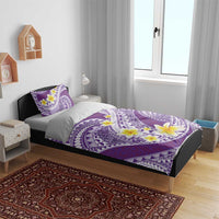 Plumeria Polynesian Purple Glitter Pattern Bedding Set