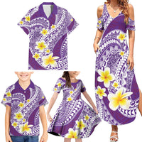 Plumeria Polynesian Purple Glitter Pattern Family Matching Summer Maxi Dress and Hawaiian Shirt LT01 - Polynesian Pride