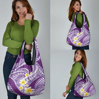 Plumeria Polynesian Purple Glitter Pattern Grocery Bag