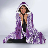 Plumeria Polynesian Purple Glitter Pattern Hooded Blanket