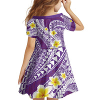 Plumeria Polynesian Purple Glitter Pattern Kid Short Sleeve Dress